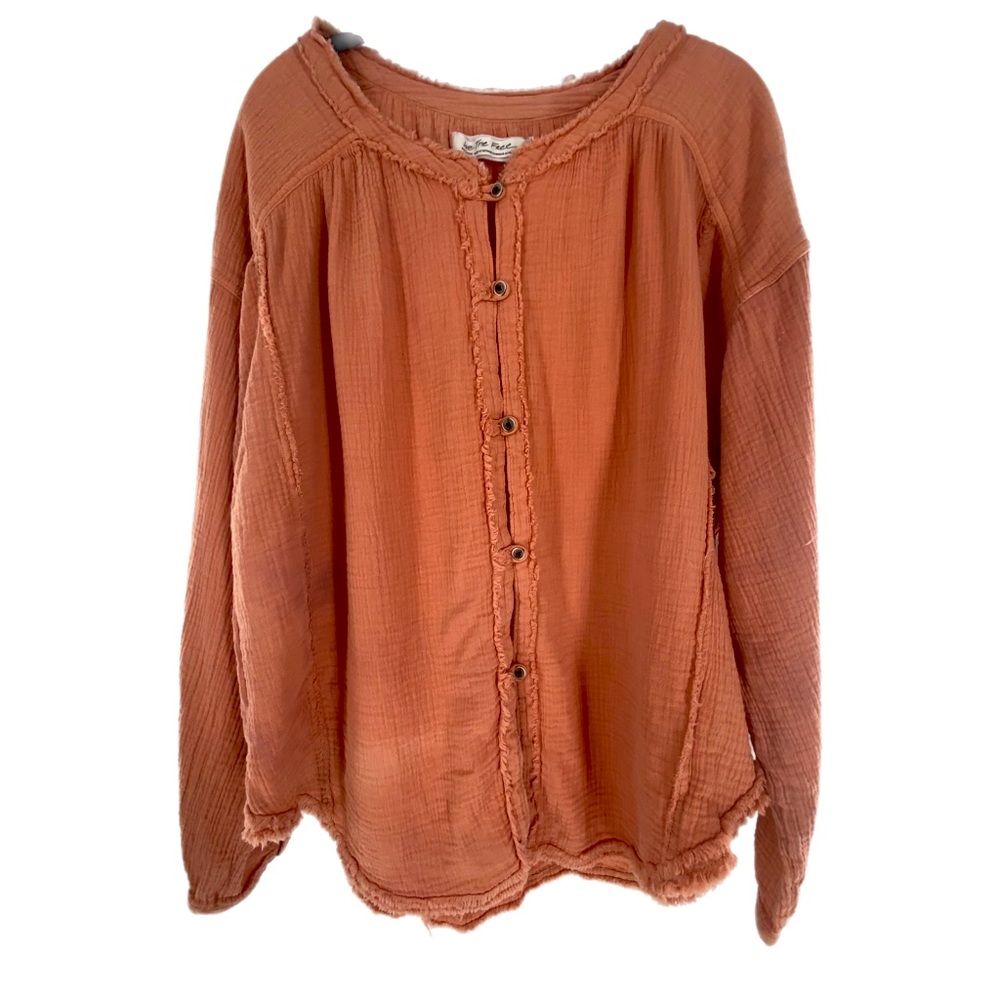 Free People Coral Long Sleeve Shirt